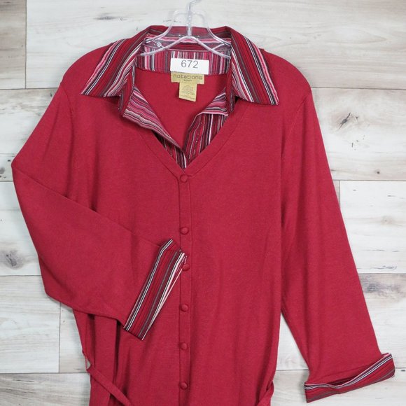 Notations* Women's 3/4 Sleeve Pullover Abstract Undershirt Waist Tie Sweater~ 1X - Picture 1 of 12
